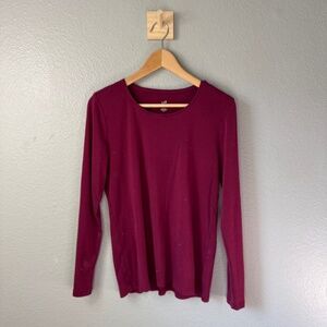 J.Jill Perfect Pima Long Sleeve Top Burgundy Women’s M Medium